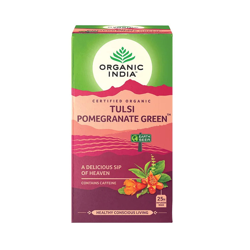 Organic India Tulsi Pomegranate Green 25 Tea Bags