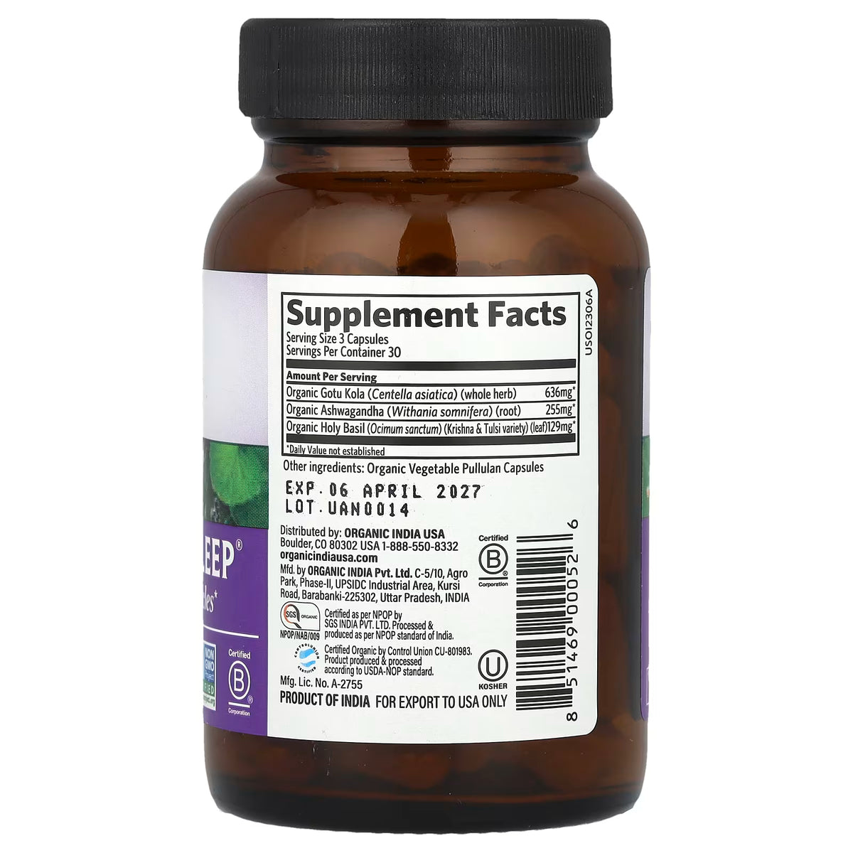 Organic India Peaceful Sleep 90 Caps | Sleep